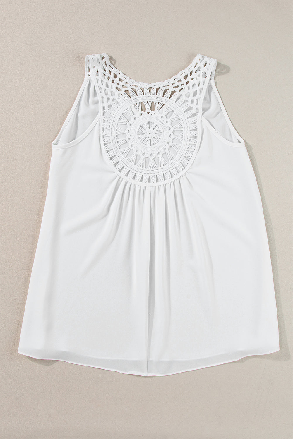 White Bohemian Crochet Sleeveless Tunic Top