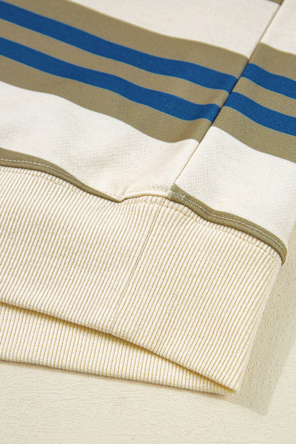 Brown Stripe Crew Neck Drop Shoulder Pullover Sweatshirt