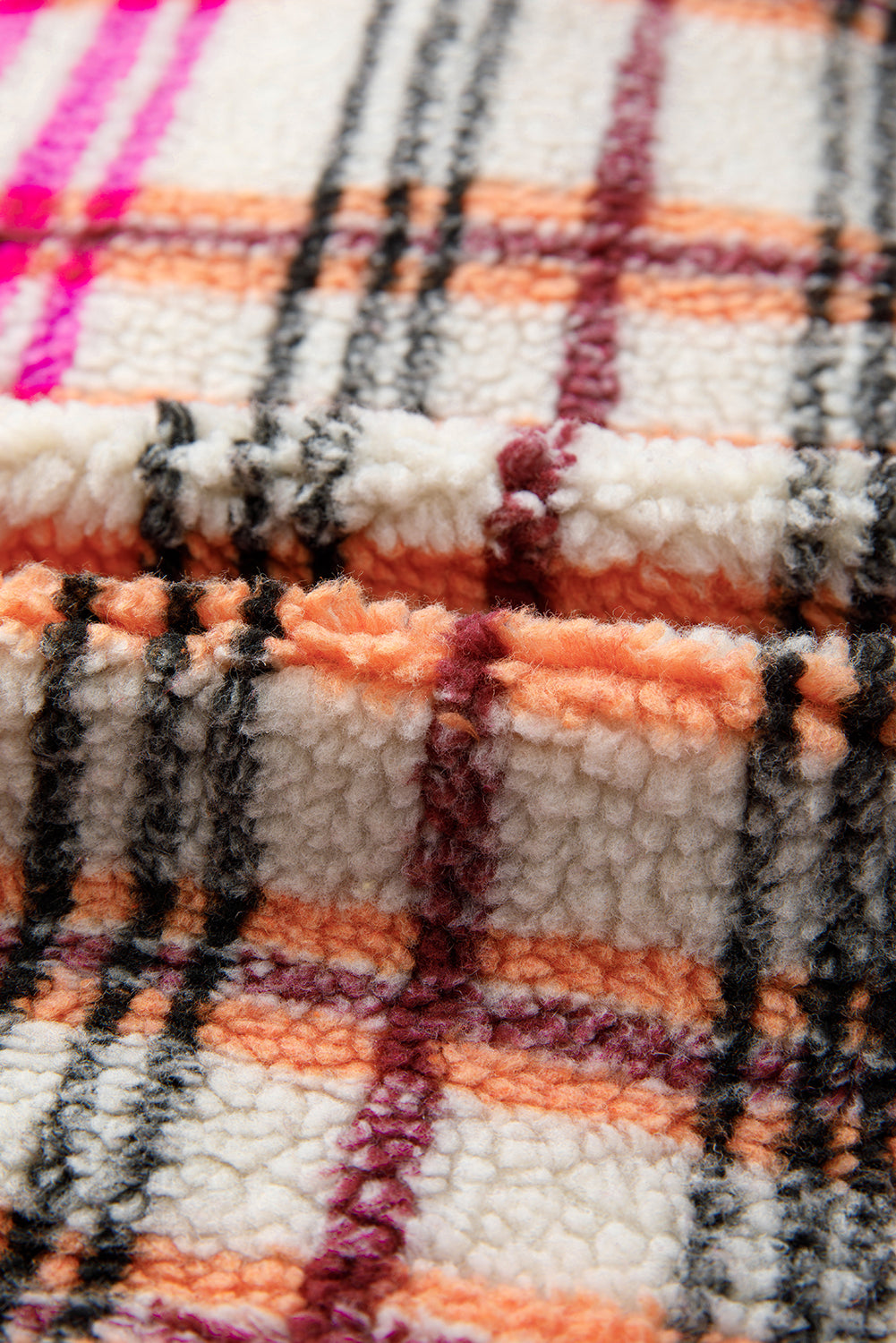 Rose Sherpa Plaid Collared Jacket Vest