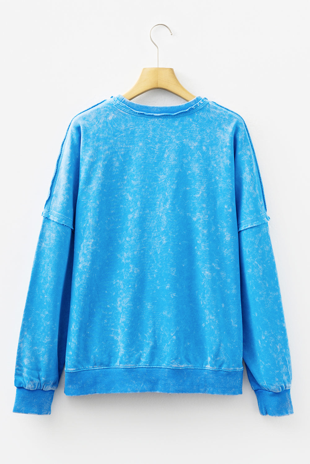 Blue Acid Washed Pocket Pullover Sweatshirt