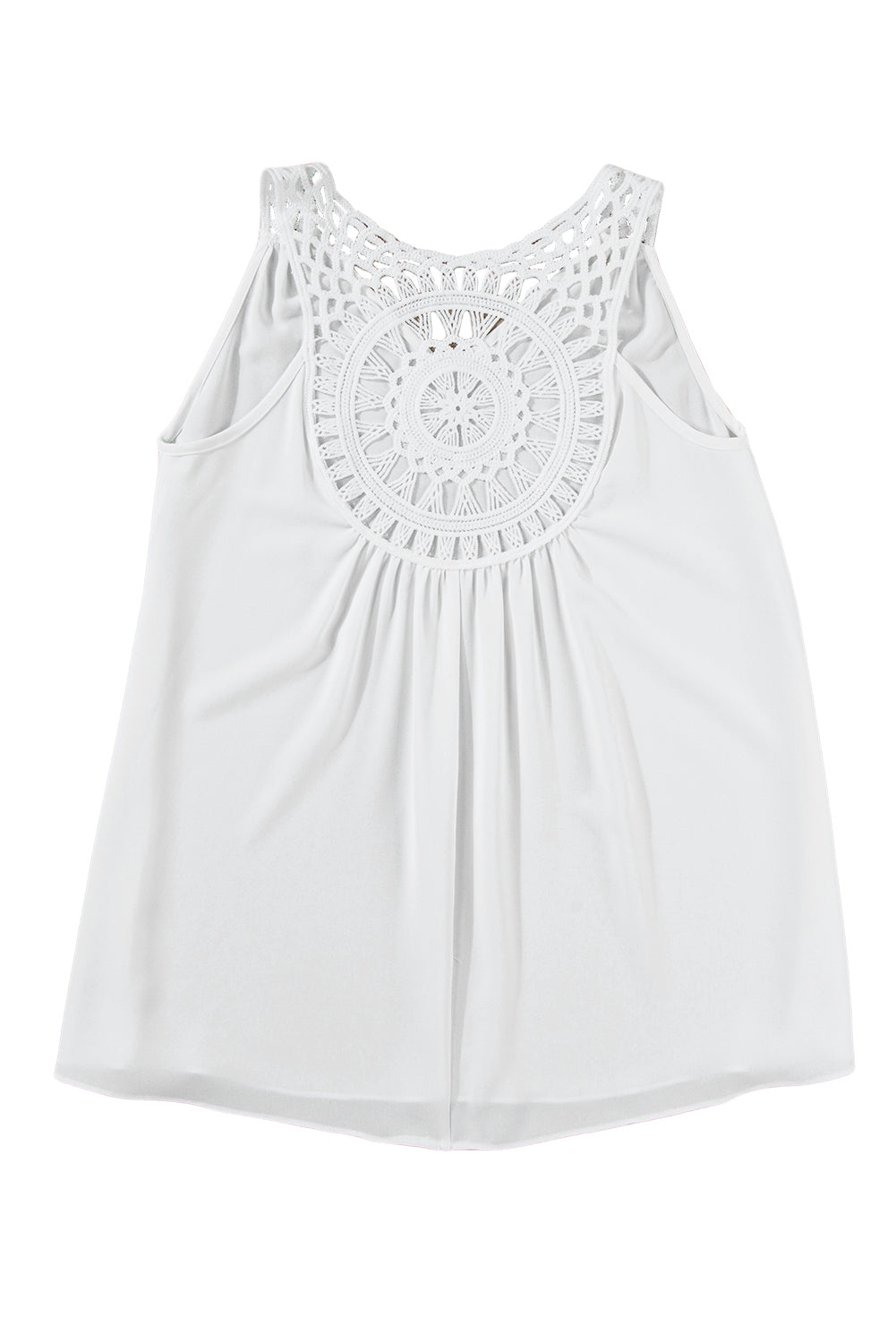 White Bohemian Crochet Sleeveless Tunic Top