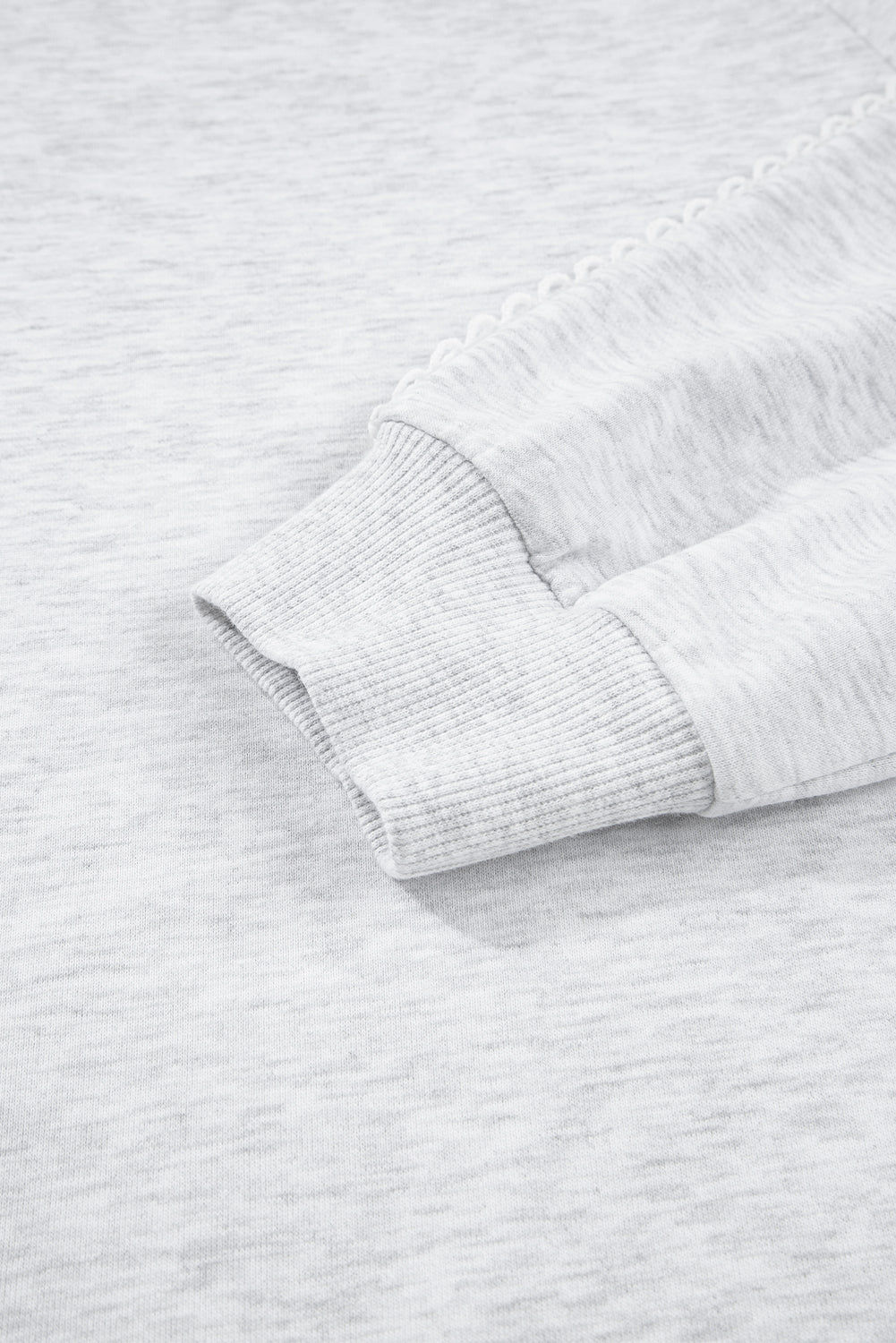 Light Grey Lace Applique Raglan Sleeve Crew Neck Sweatshirt