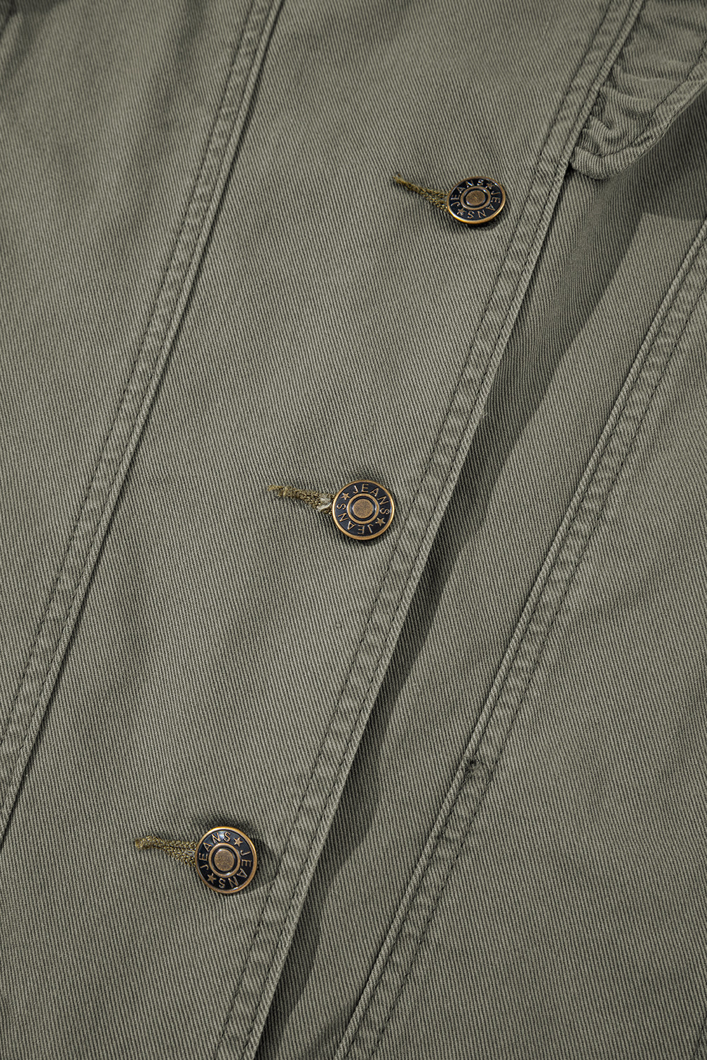 Green Bay Ruffle Plain Denim Jacket Vest