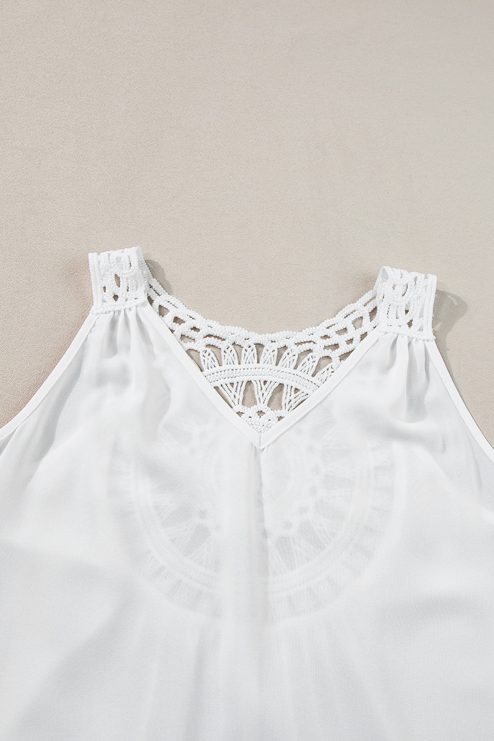 White Bohemian Crochet Sleeveless Tunic Top