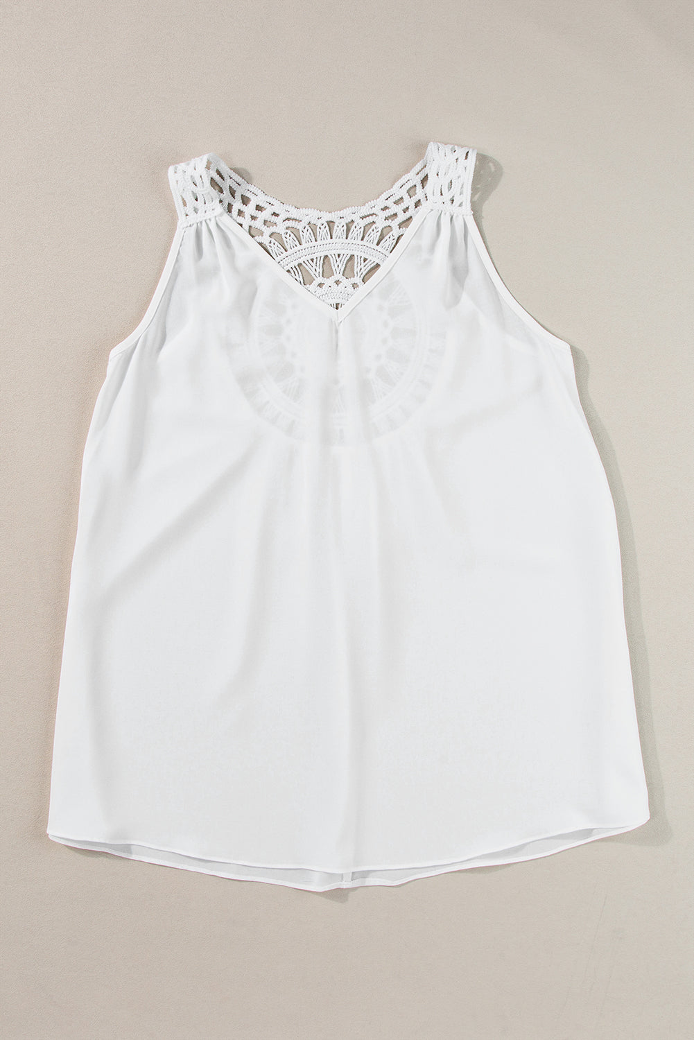 White Bohemian Crochet Sleeveless Tunic Top