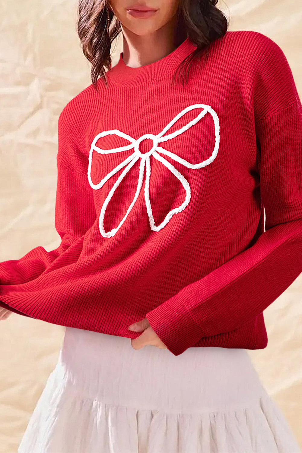 Red Bow Sweater – Festive Knit Pullover