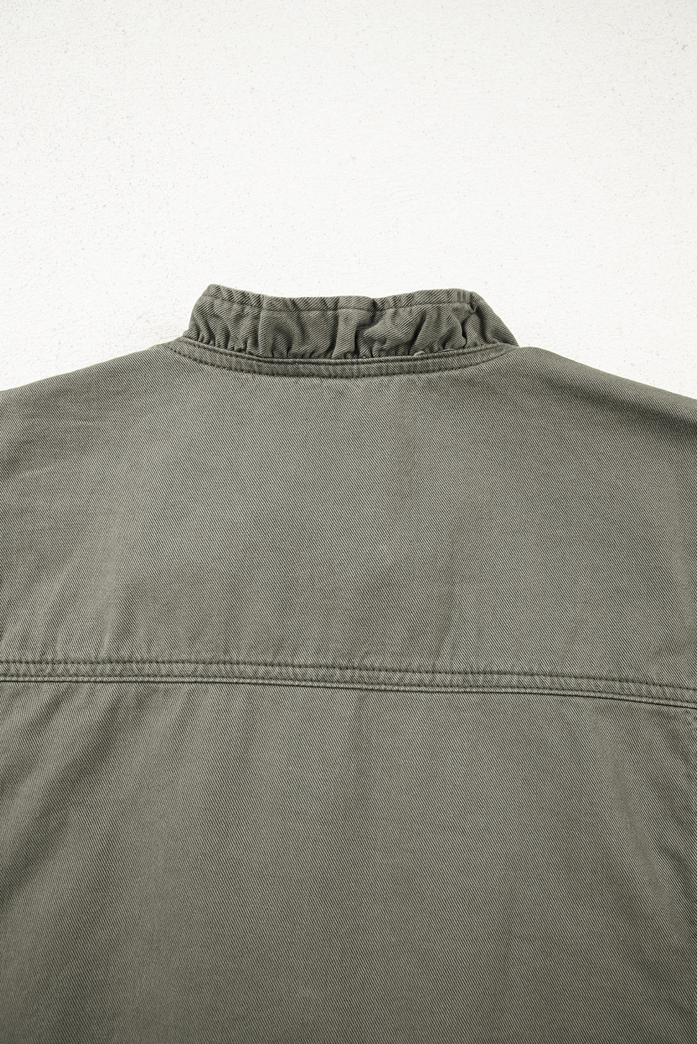 Green Bay Ruffle Plain Denim Jacket Vest