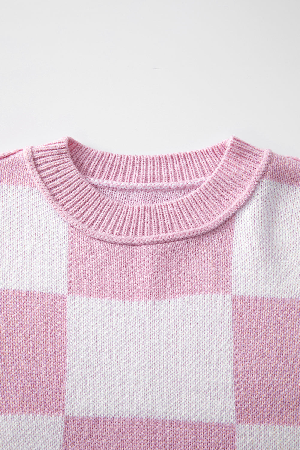 Dark Brown Plaid Bishop Sleeve Pullover Sweater