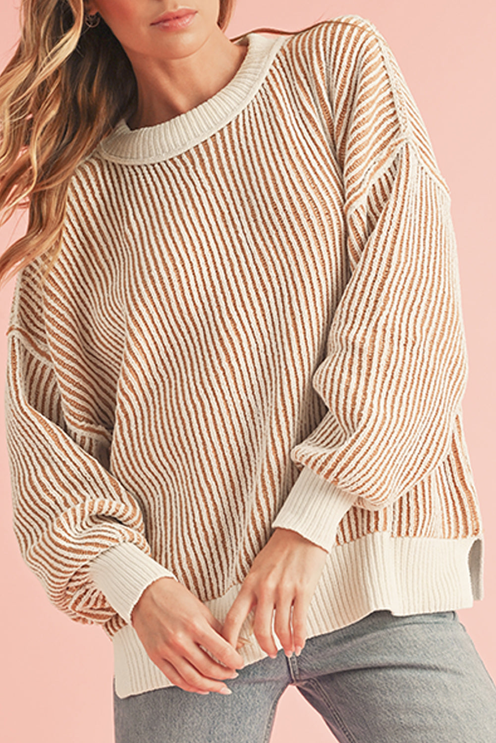 Chelsea Striped Contrast Trim Loose Sweater