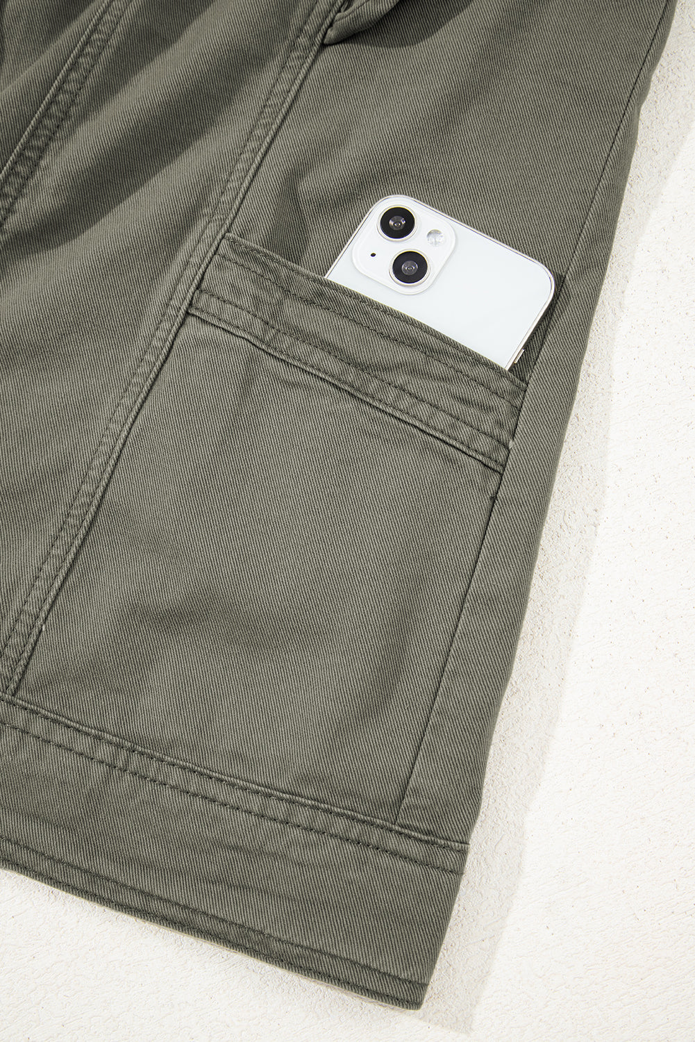 Green Bay Ruffle Plain Denim Jacket Vest