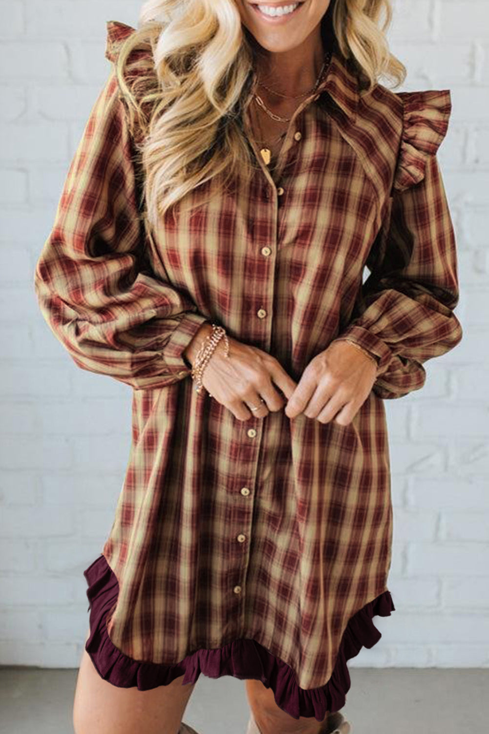Polly Plaid Mini Shirt Dress