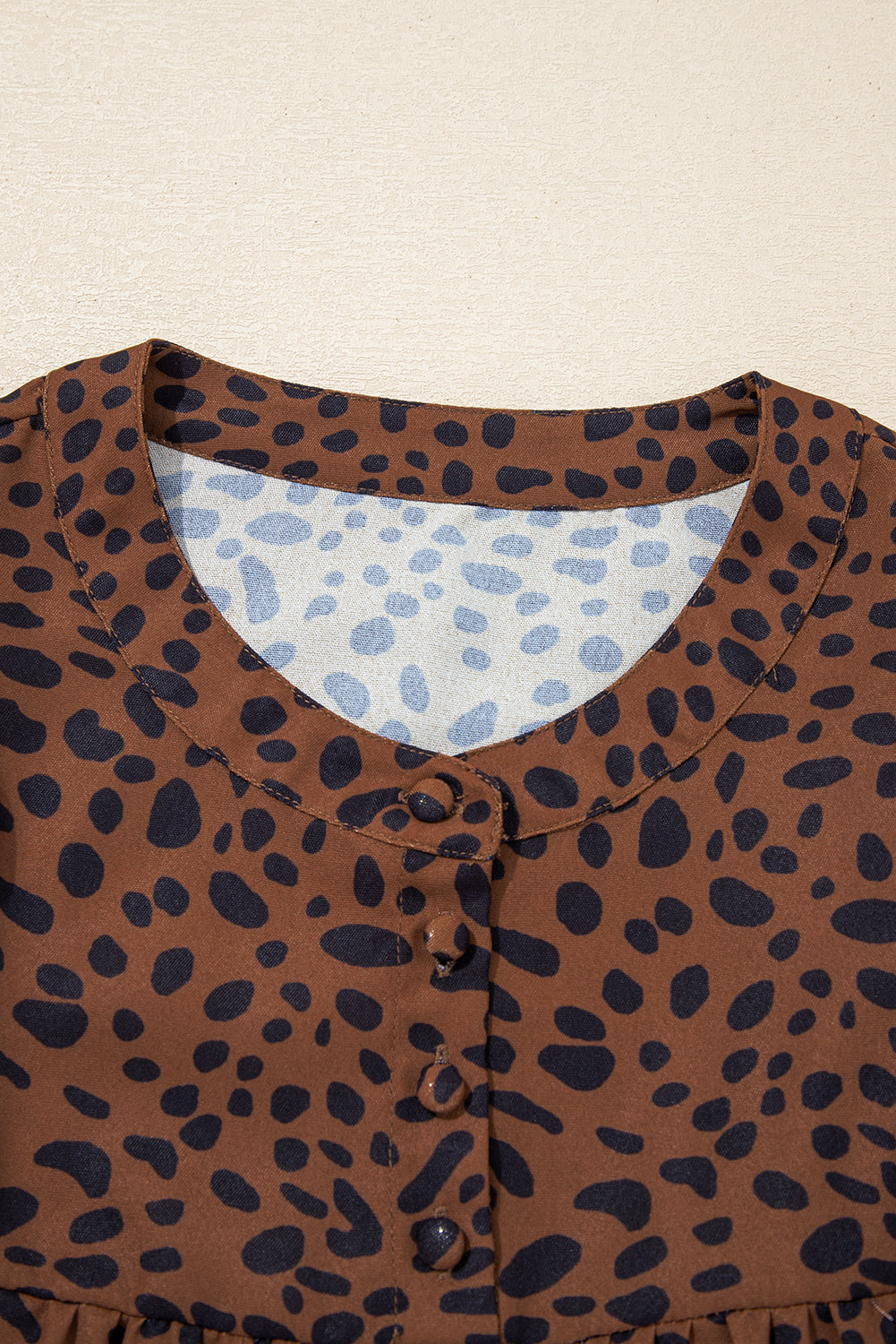 Becca Leopard Print Ruffle Puff Sleeve Blouse