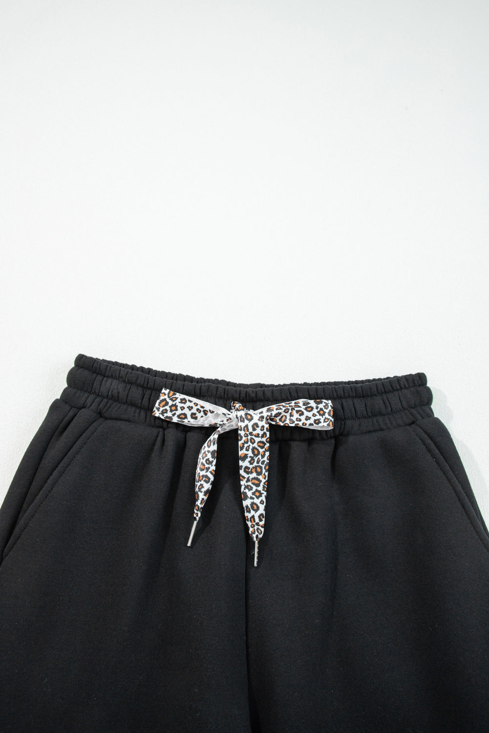 Coffee Leopard Drawstring Winter Fleece Pants