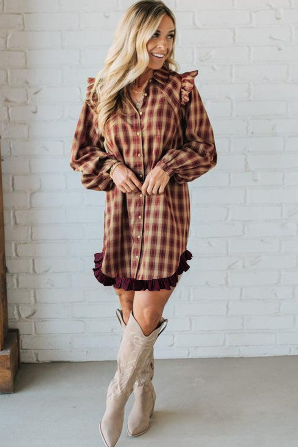 Polly Plaid Mini Shirt Dress