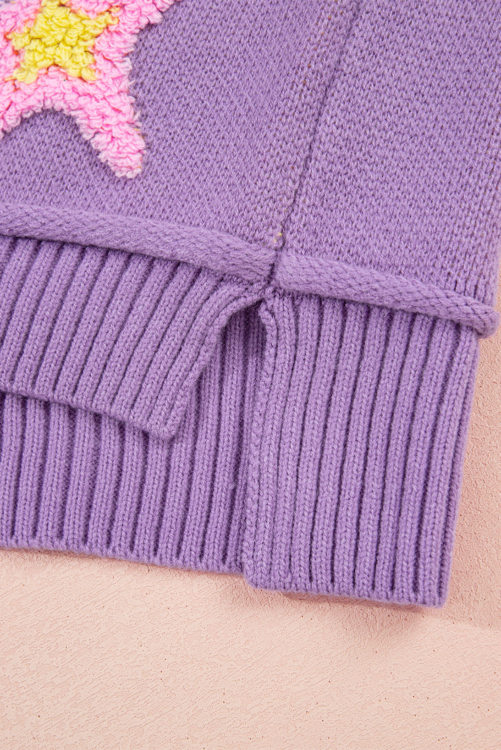 Lavendula Brushed Star Graphic V Neck Drop Shoulder Oversize Sweater