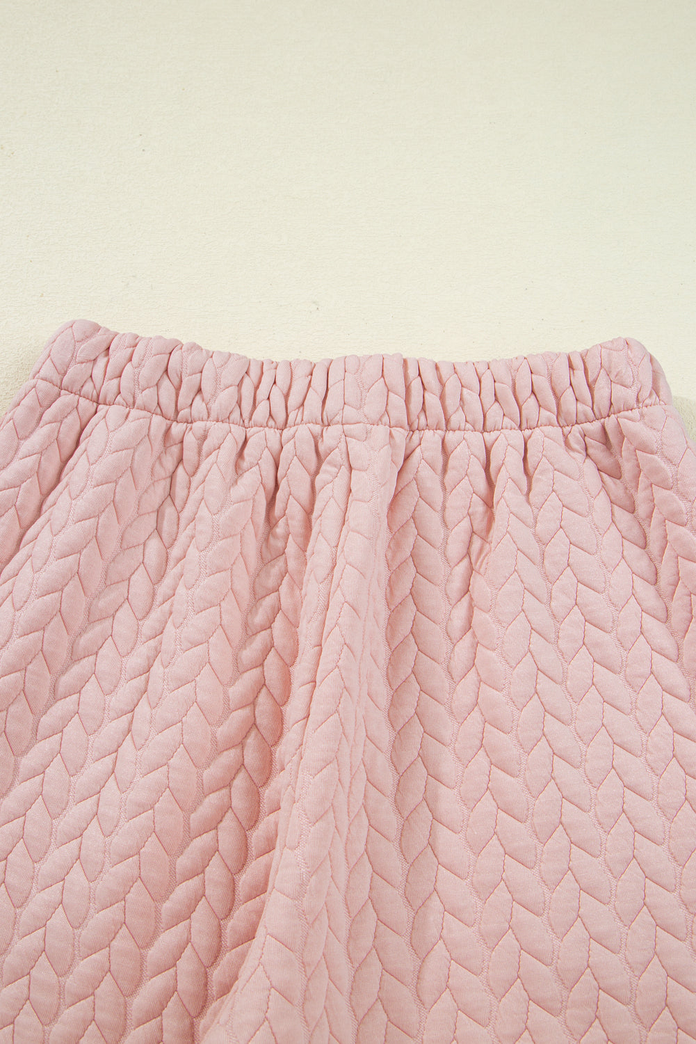 Delicacy Braided Texture Ruffle Hem Top Drawstring Loose Pants Set