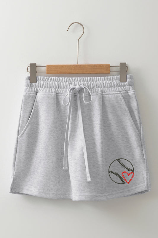 Light Grey Baseball Graphic French Terry Skort