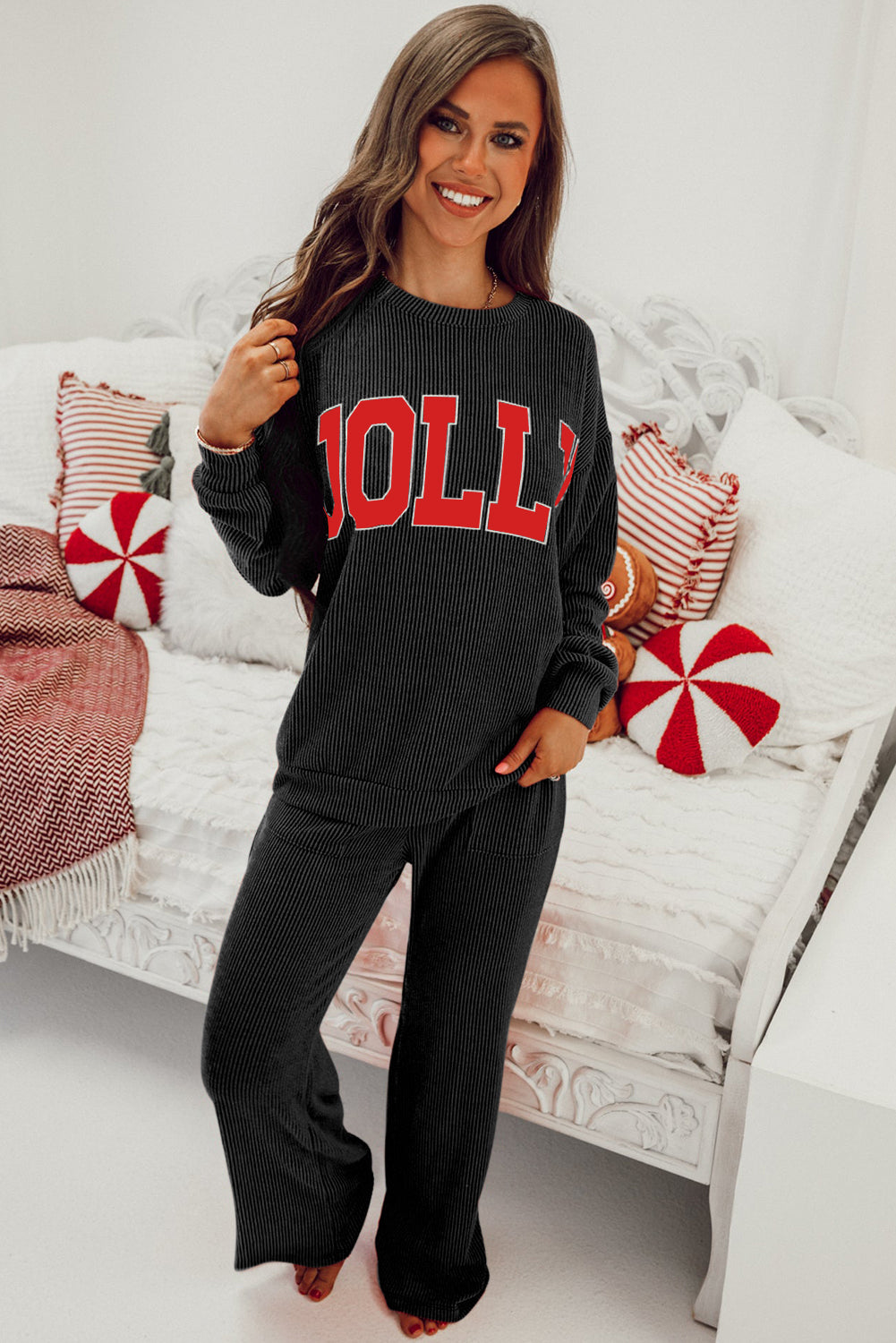 JOLLY Long Sleeve Top and Pockets Pants Set