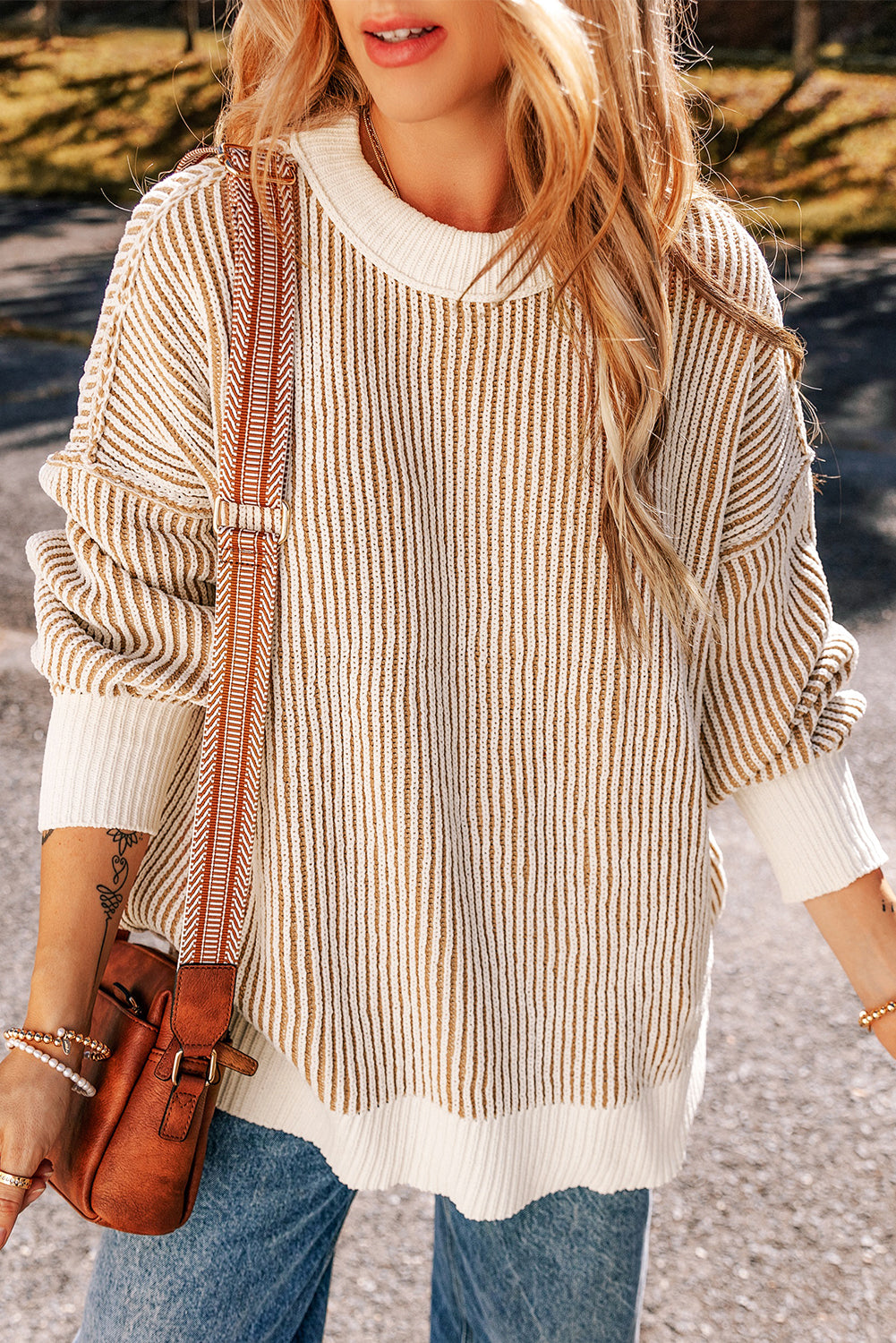 Chelsea Striped Contrast Trim Loose Sweater