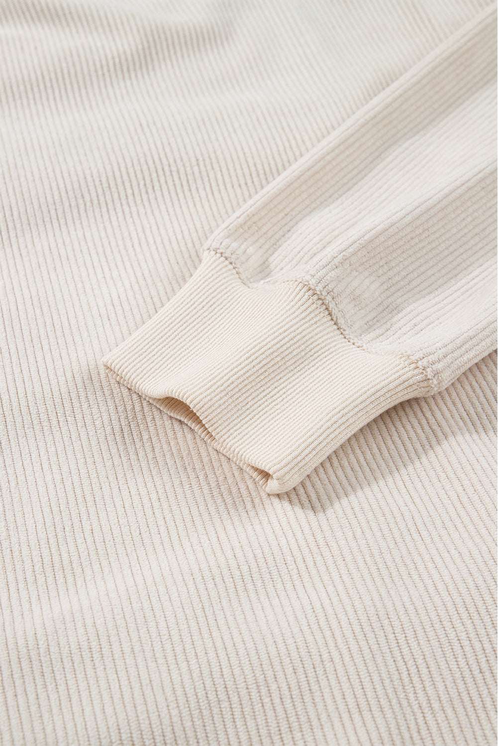 Beige merry everything Letter Graphic Ribbed Loose Sweatshirt