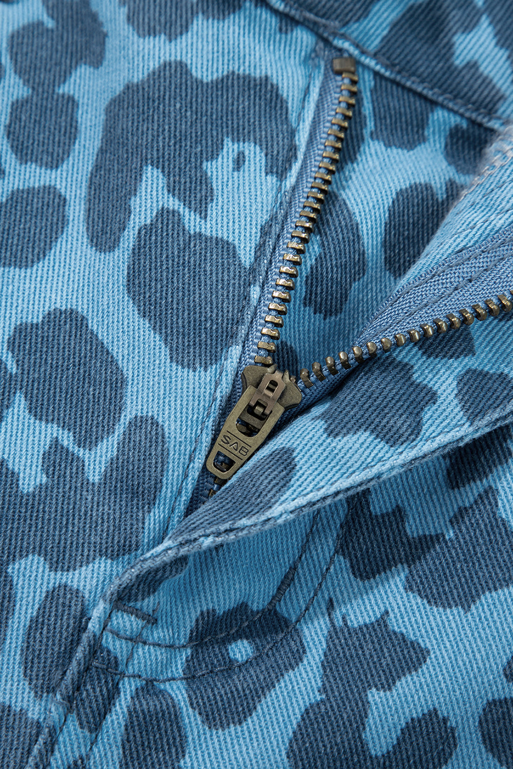 Khaki Leopard Print Straight Loose Jeans