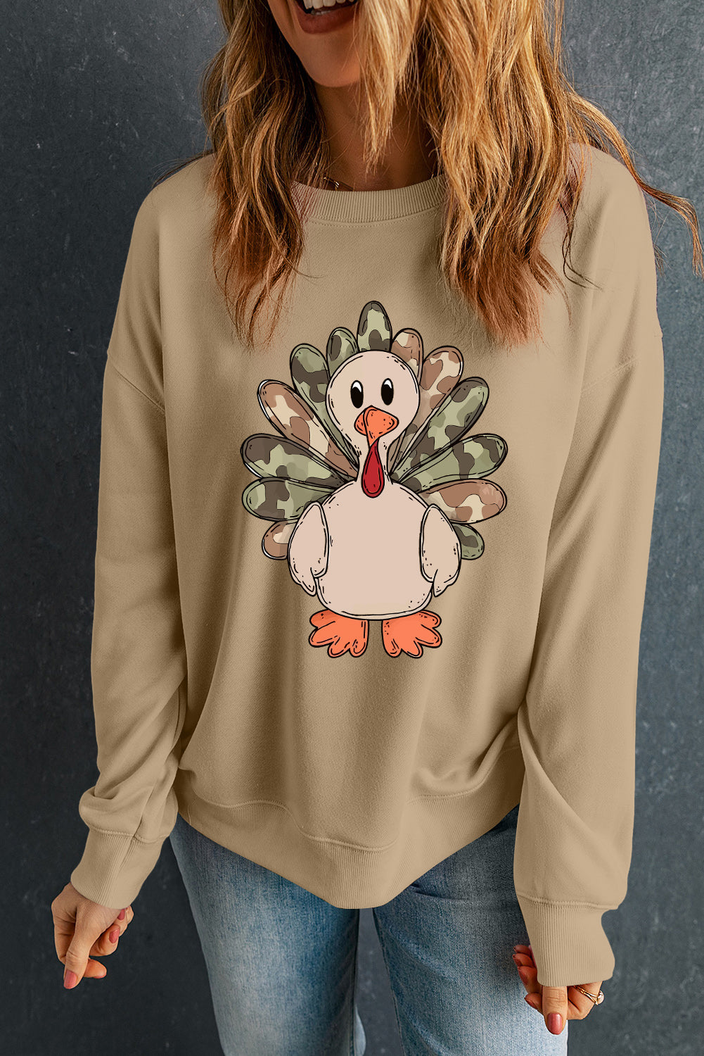 Kate Camouflage Turkey Graphic Sweatshirt