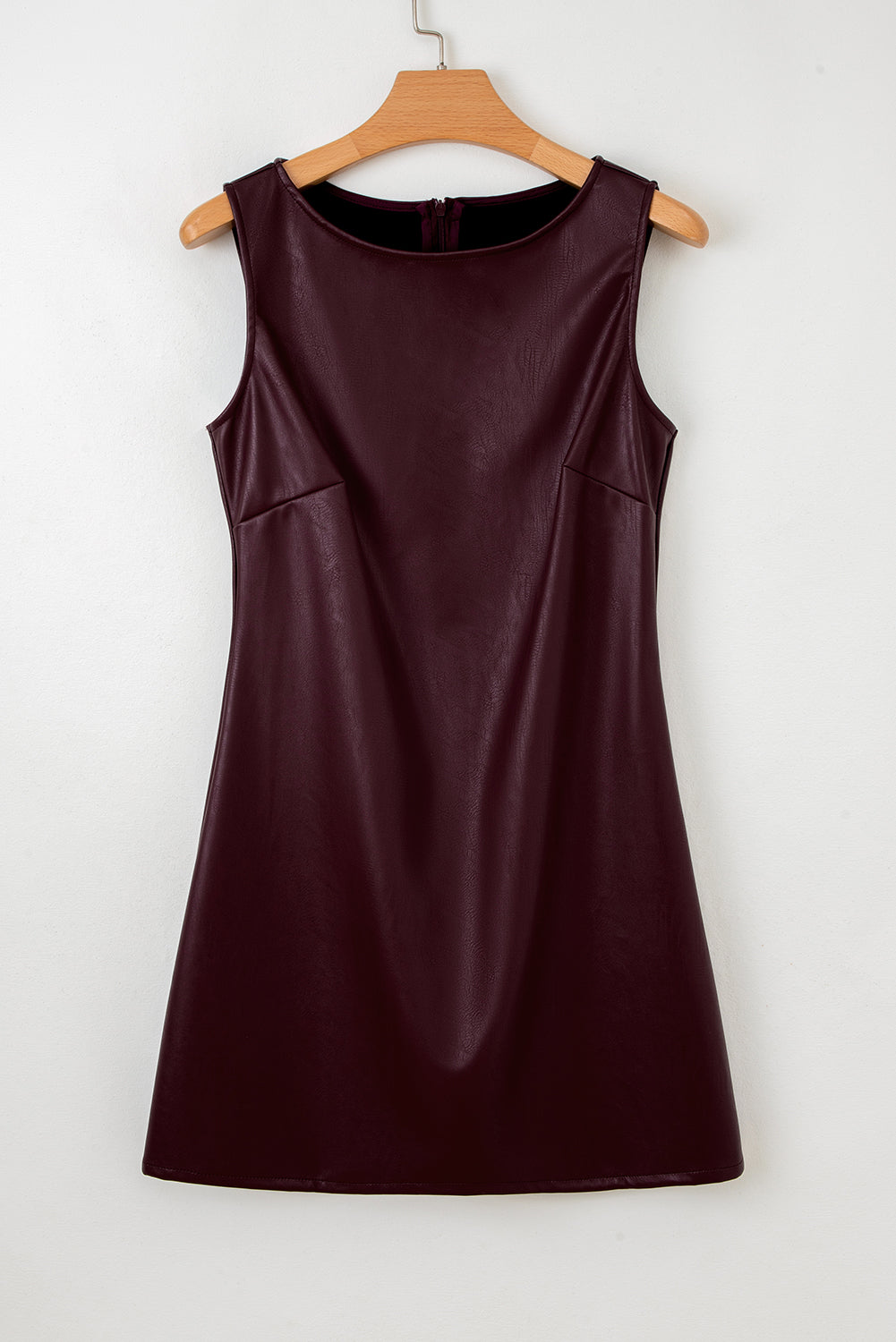 Marry Faux Leather Sleeveless Round Neck Mini Dress