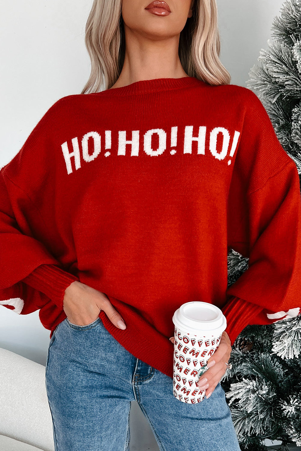MERRY CHRISTMAS | HO HO HO Drop Shoulder Loose Sweater