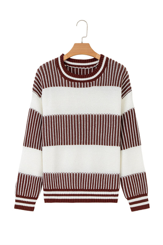 Laura Striped Patchwork Drop Shoulder Sweater