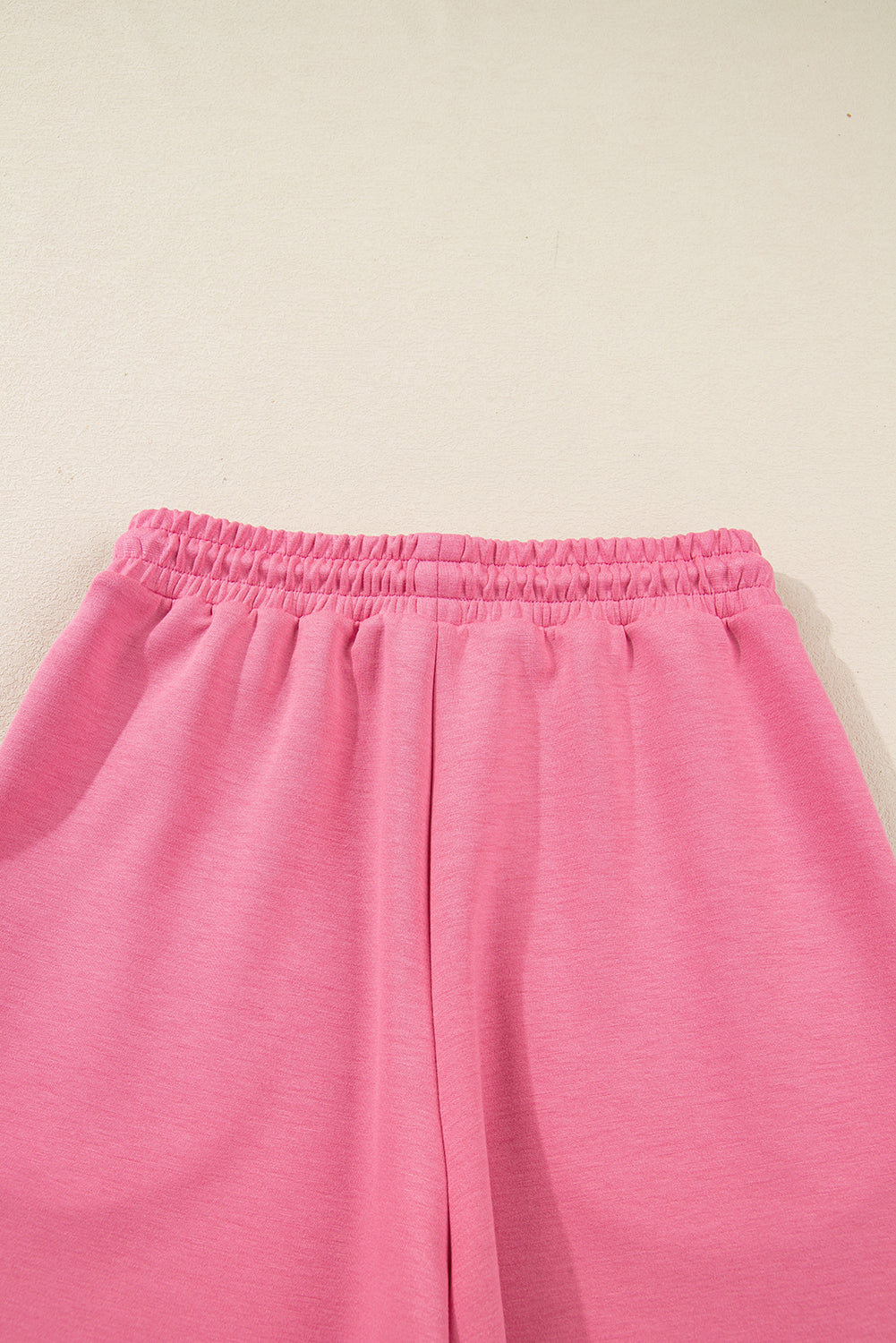 Pink Solid Color Zip Up Hoodie Drawstring Loose Pants Set
