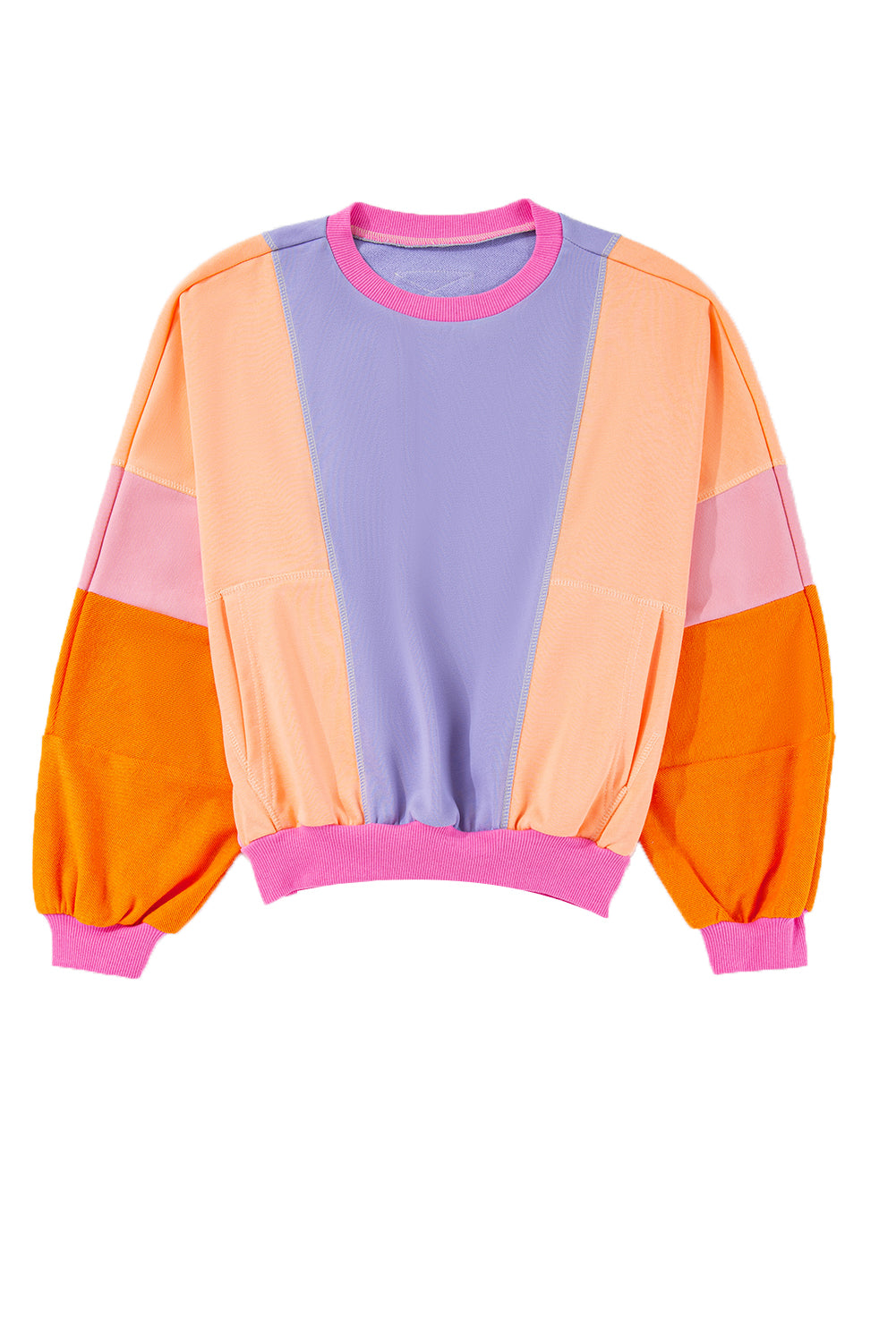 Orchid Petal Colorblock Patchwork Drop Shoulder Top