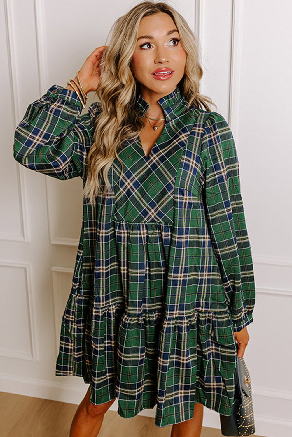 Molly Plaid Long Sleeve Mini Dress