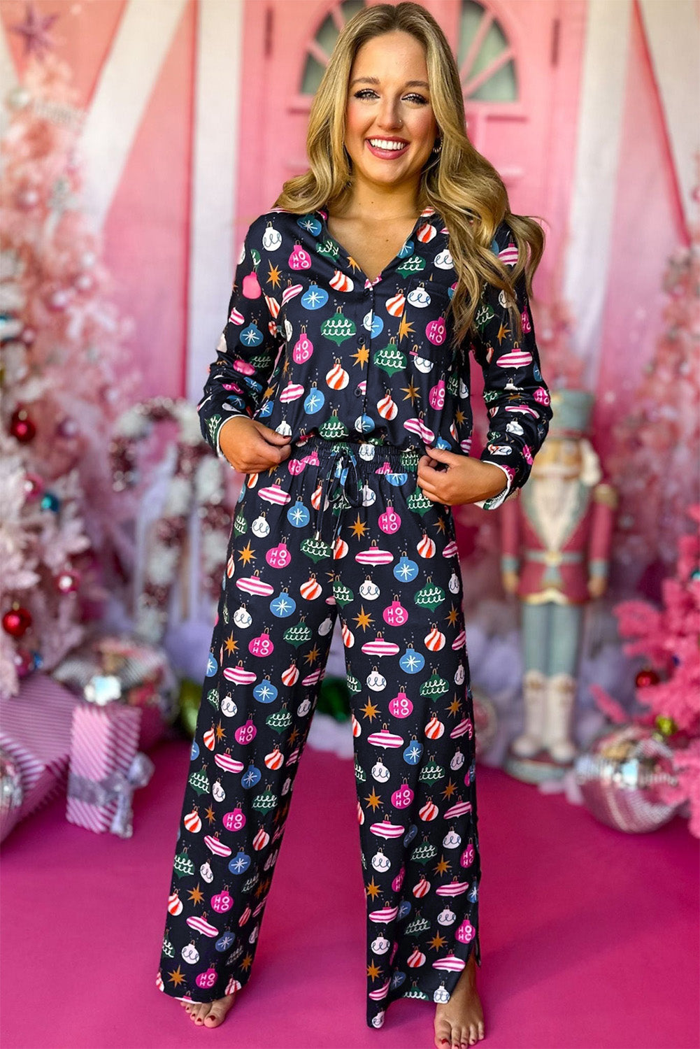 Christmas Lights Print  Pajama Set