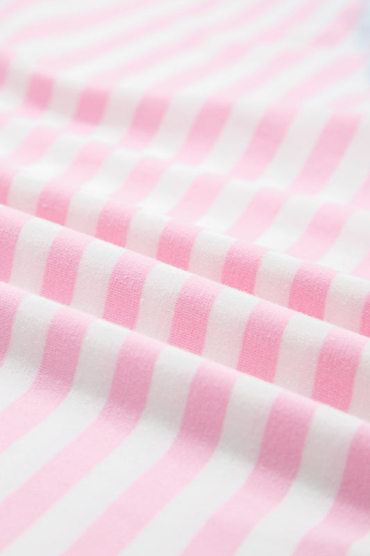 Casual Stripe Oversize Dolman Sleeve Patchwork T Shirt
