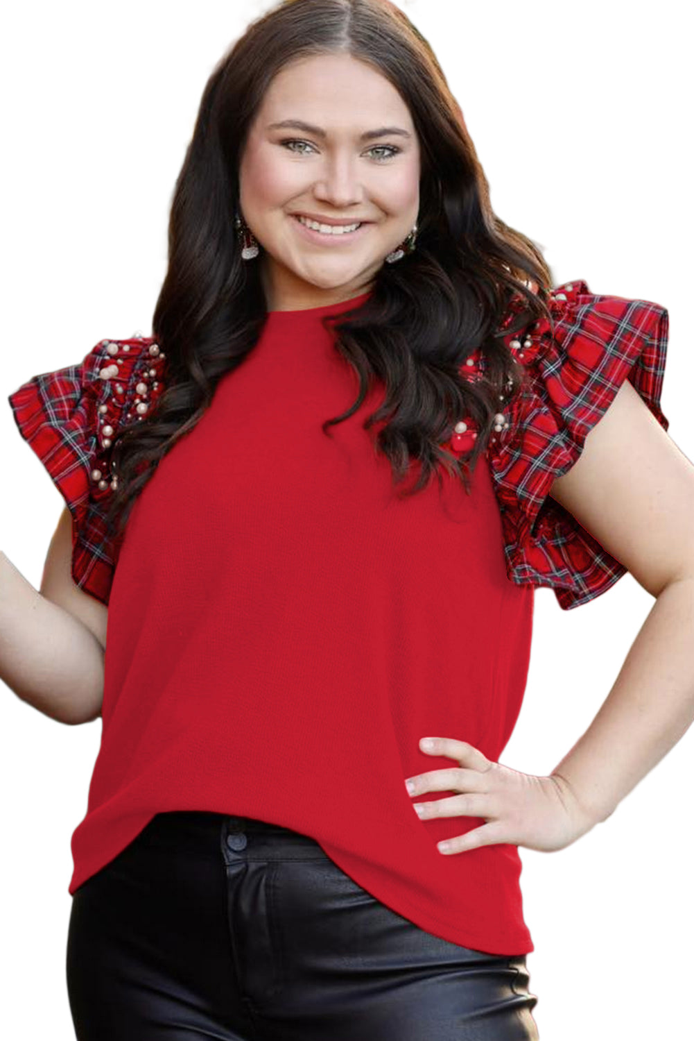 Rory Plaid ruffle sleeve blouse