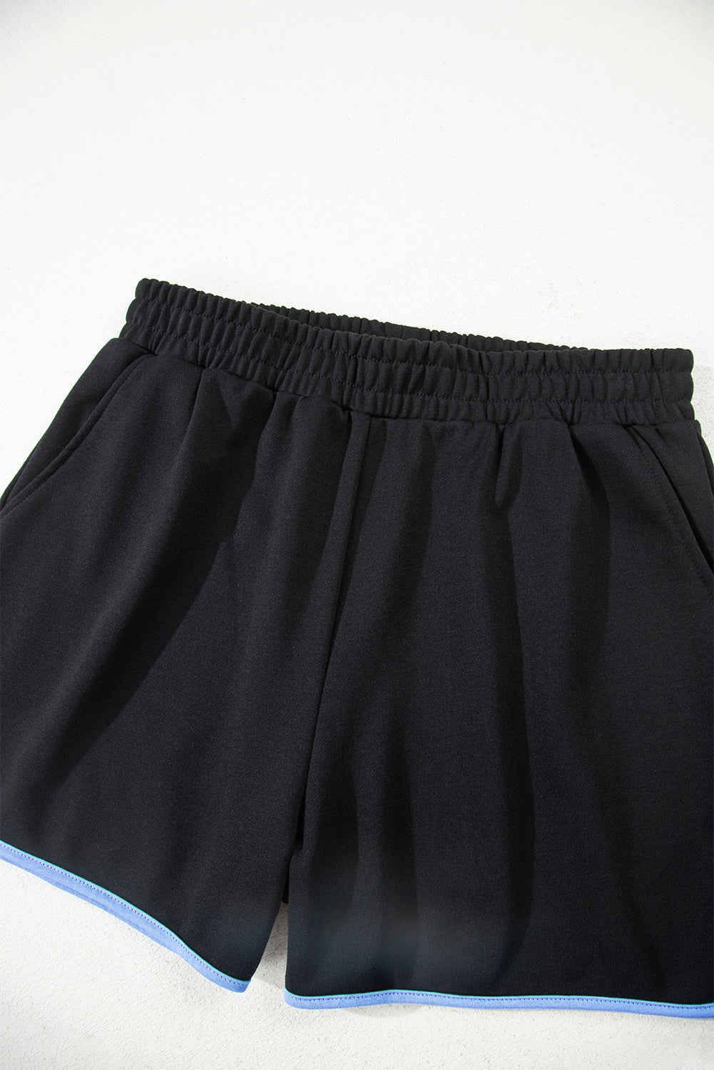 Red Dahlia Colorblock Patchwork Half Button Pullover and Shorts Outfit