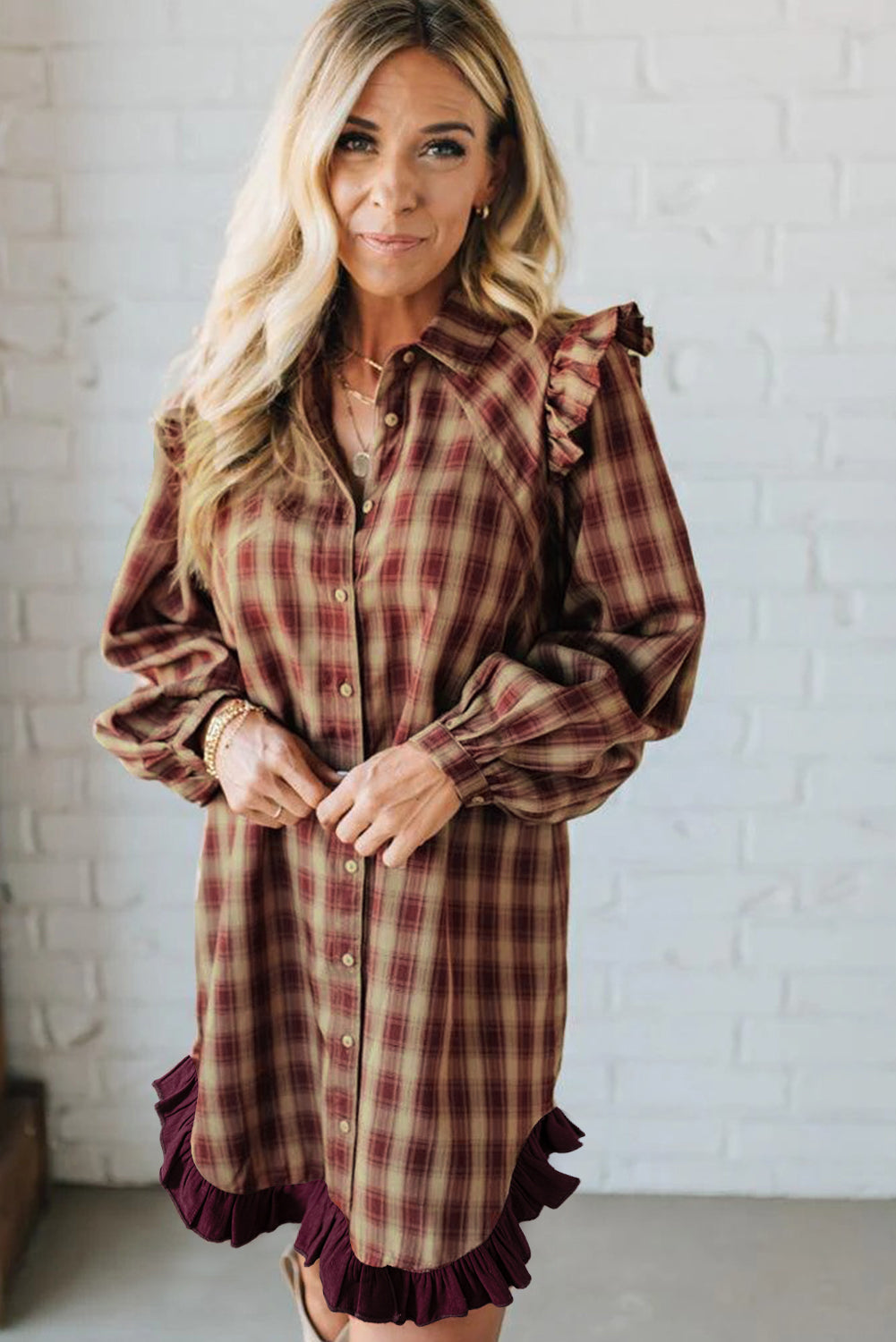 Polly Plaid Mini Shirt Dress