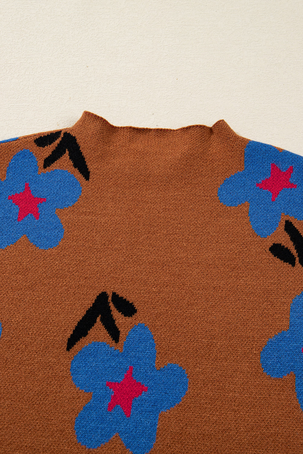 Chestnut Vintage Floral Pattern High Neck Sweater Vest