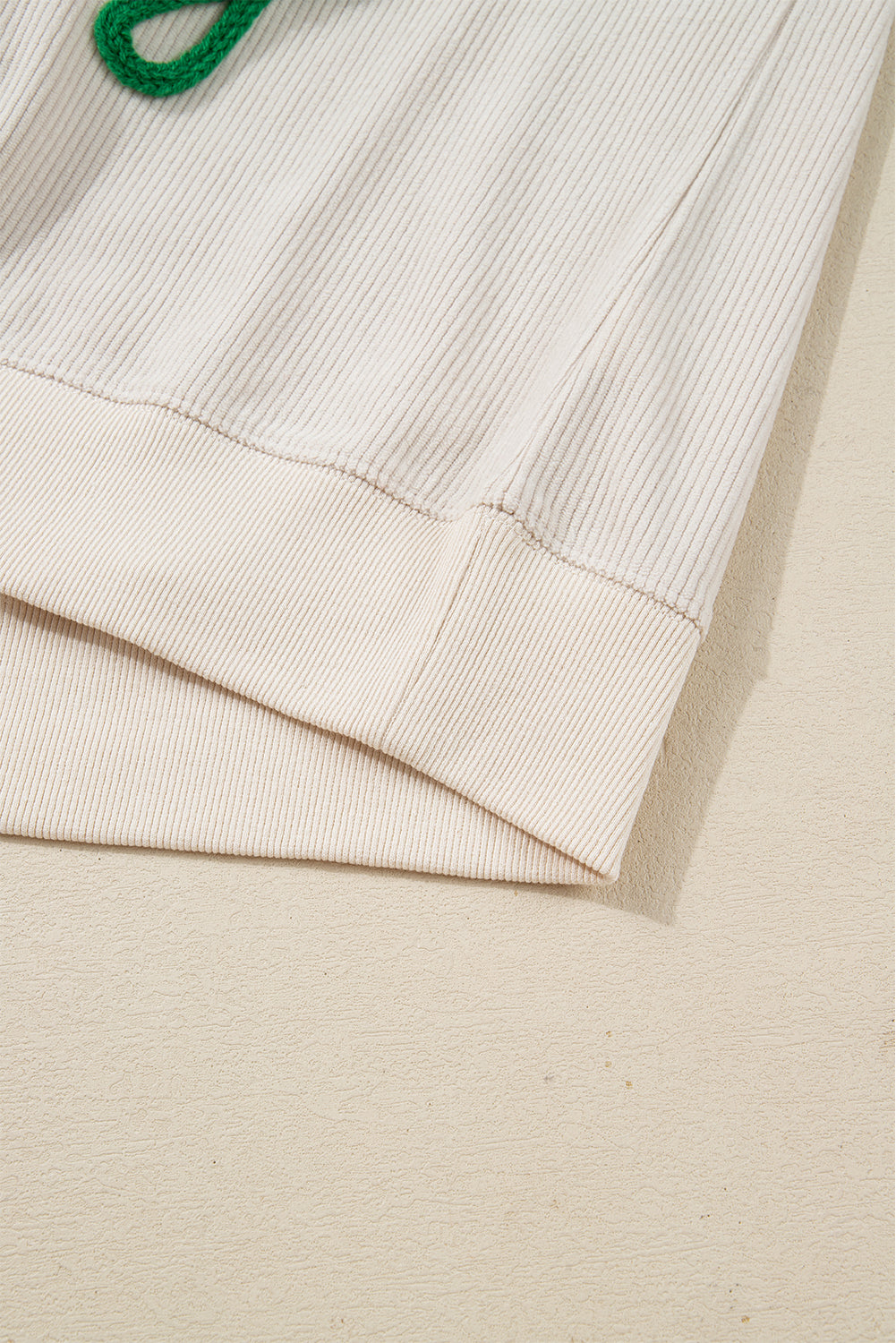 Beige merry everything Letter Graphic Ribbed Loose Sweatshirt