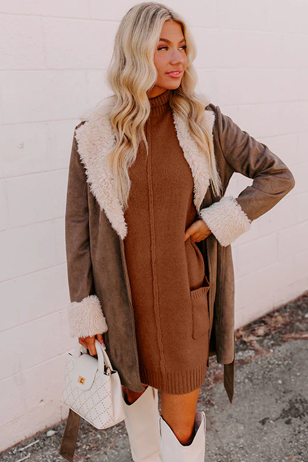 Autumn Cozy Turtleneck Sweater Dress