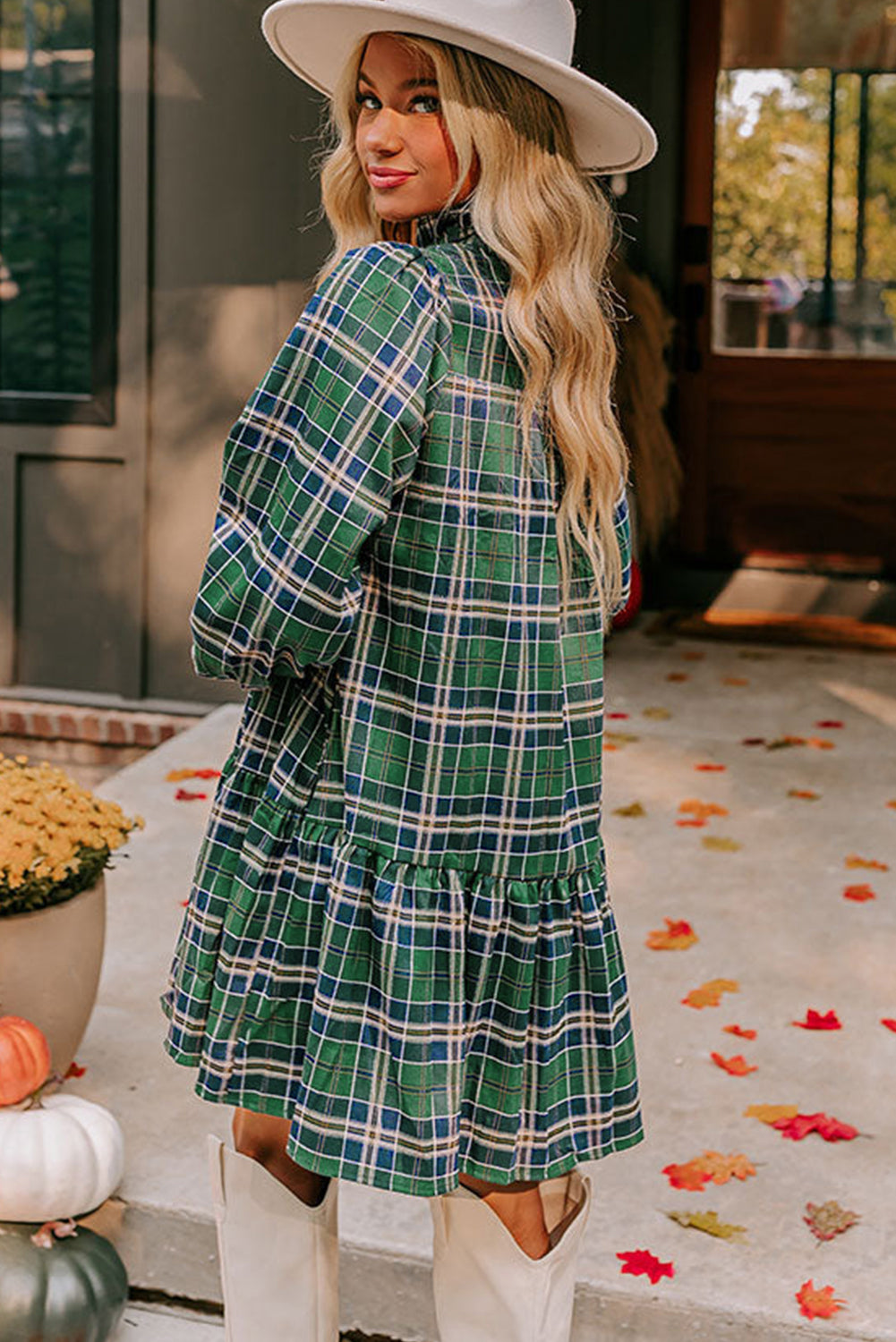 Molly Plaid Long Sleeve Mini Dress