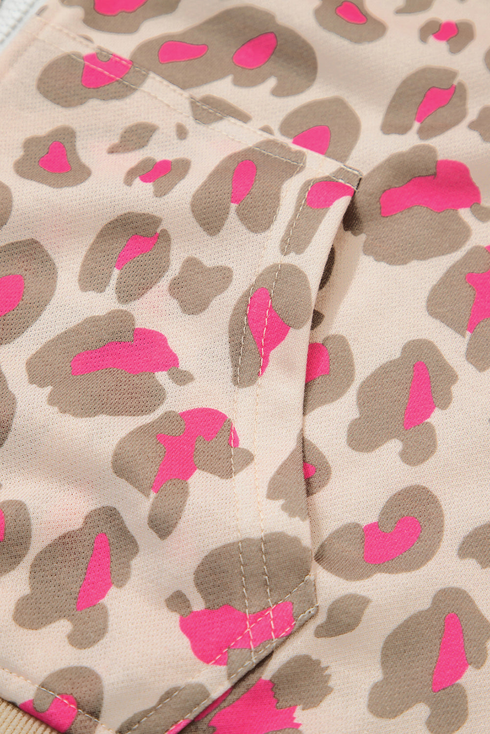 Rose Leopard Print Zip Up Hooded Sweatshirt