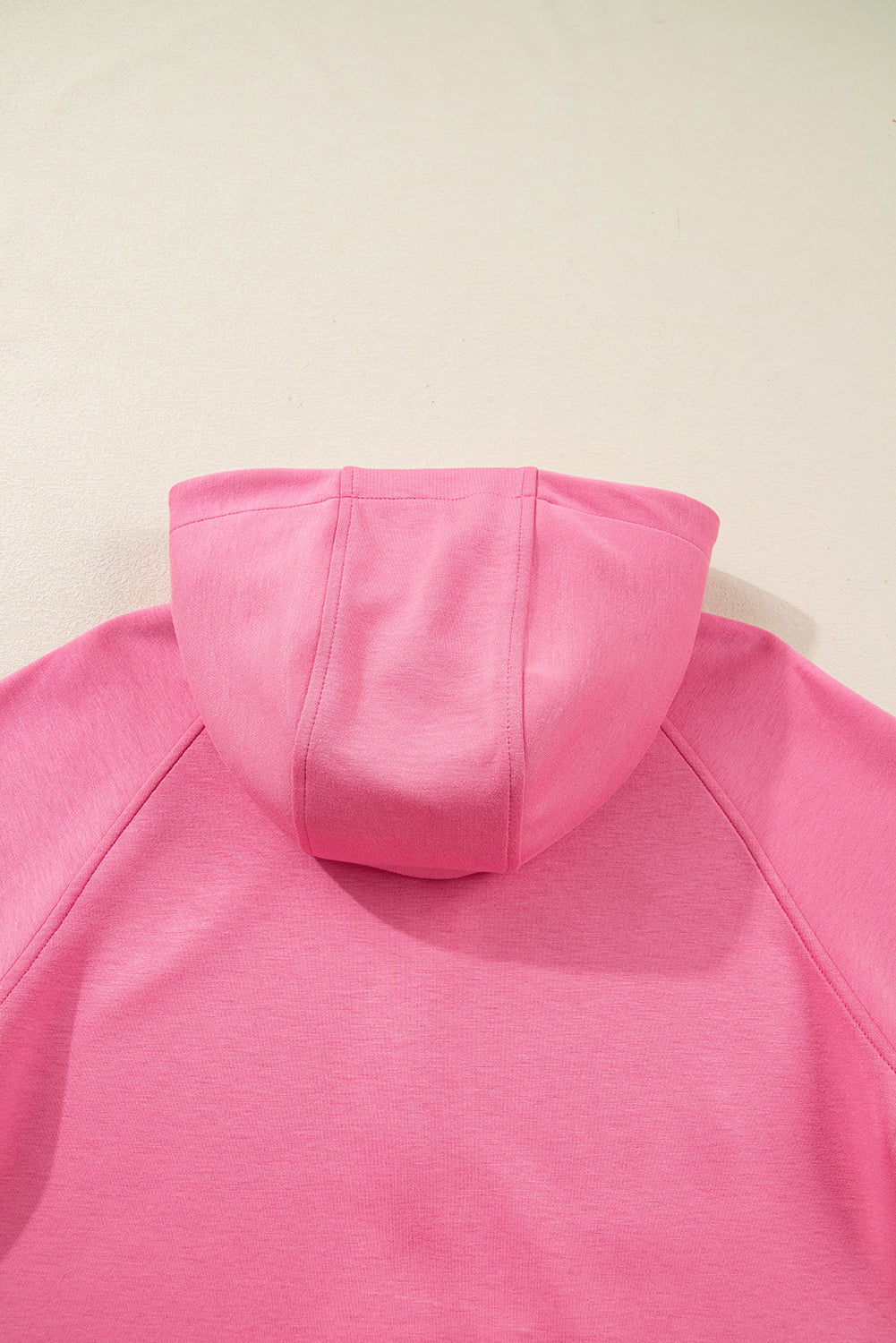 Pink Solid Color Zip Up Hoodie Drawstring Loose Pants Set