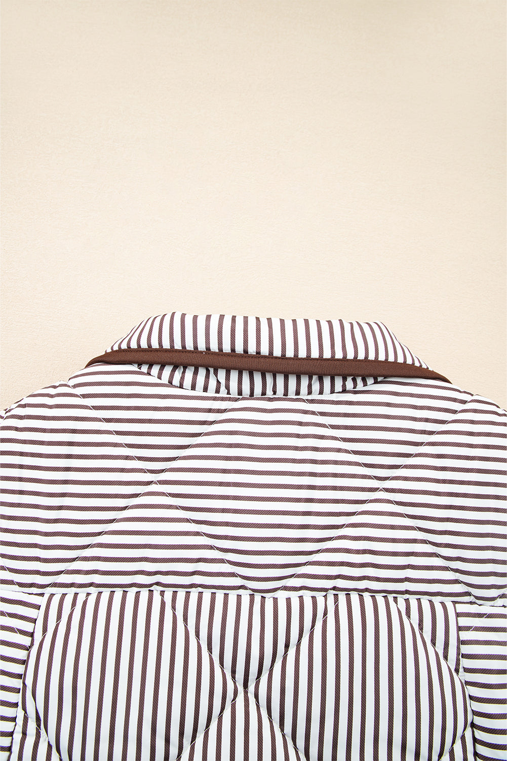 Black Striped Snap Button Scalloped Hem Winter Vest