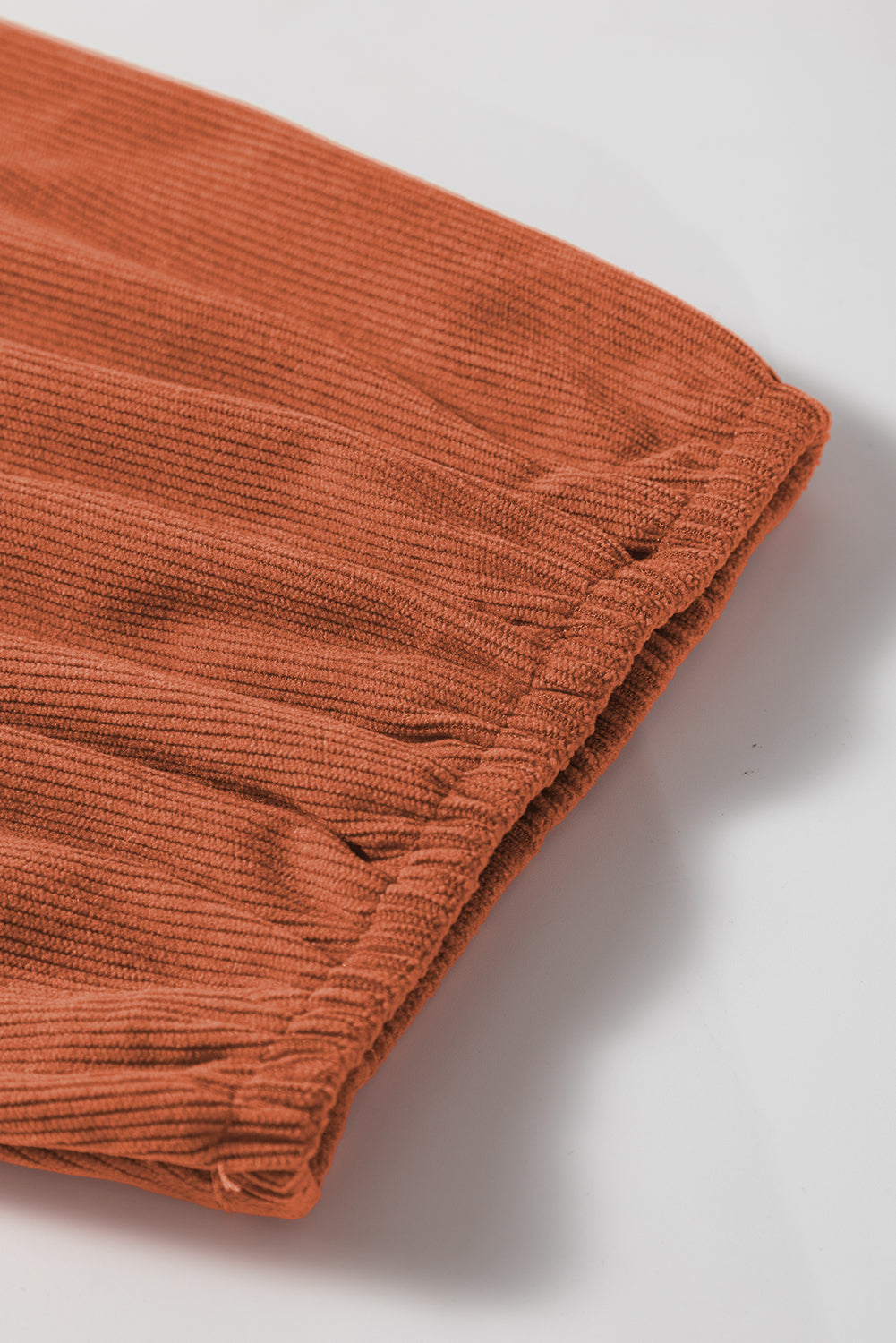 Cinnamon Split Neck Scallop Detail Pleated Corduroy Mini Dress