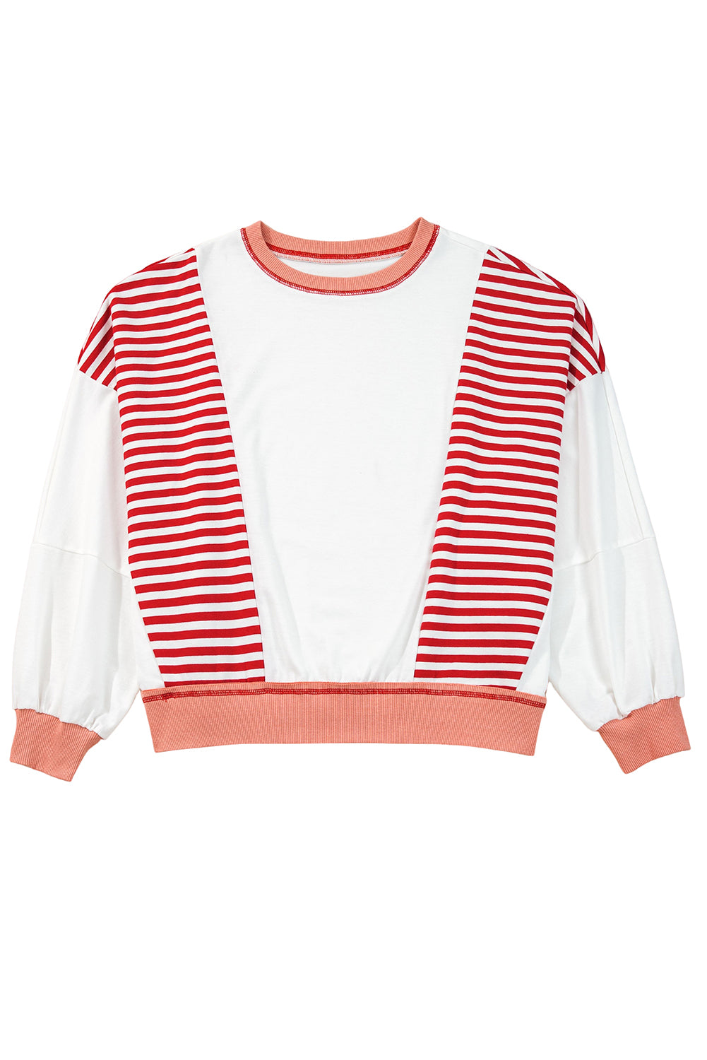 White Striped Colorblock Patchwork Oversized Sweatshirt