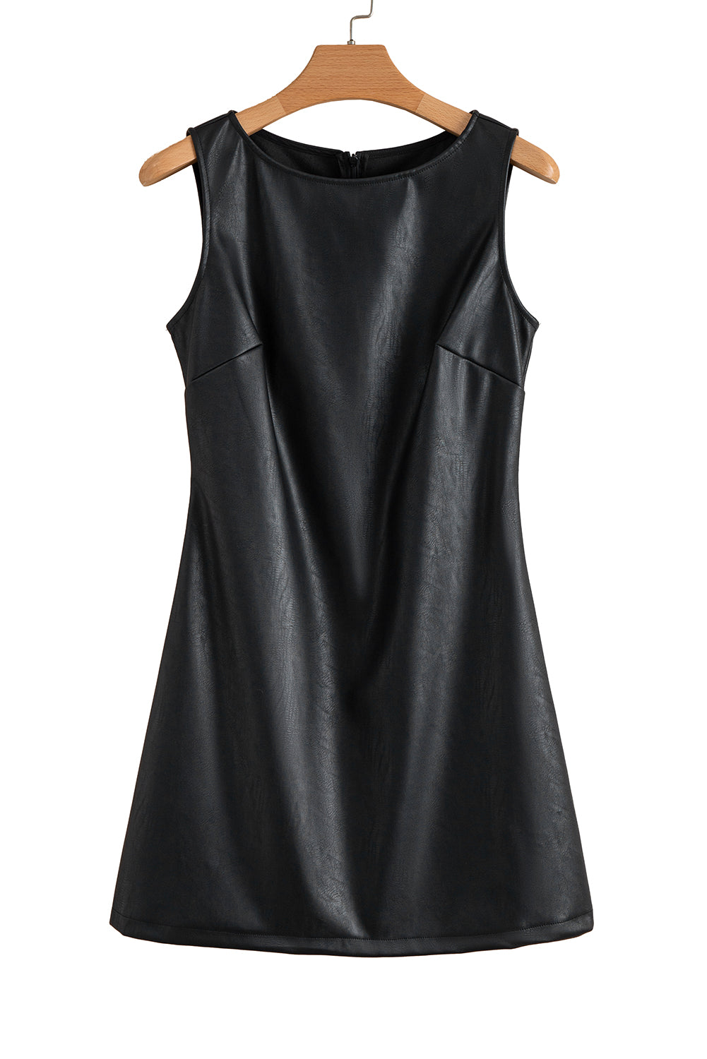 Marry Faux Leather Sleeveless Round Neck Mini Dress