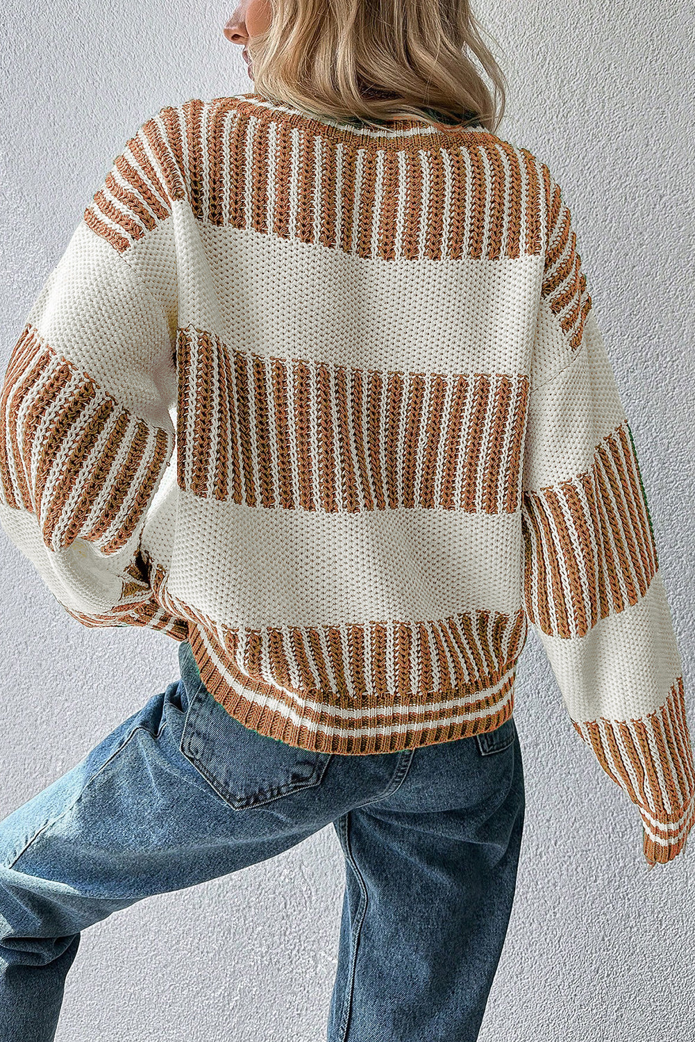Laura Striped Patchwork Drop Shoulder Sweater