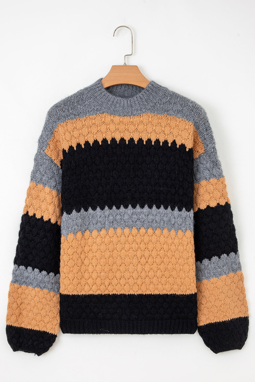 Cora Colorblock High Neck Baggy Sweater