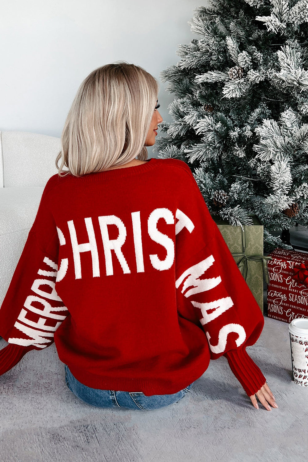 MERRY CHRISTMAS | HO HO HO Drop Shoulder Loose Sweater